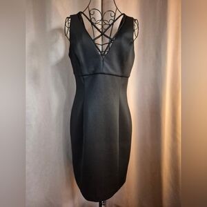 Guess Los Angeles Sleek Black Hatch Chest Sleeveless Dress